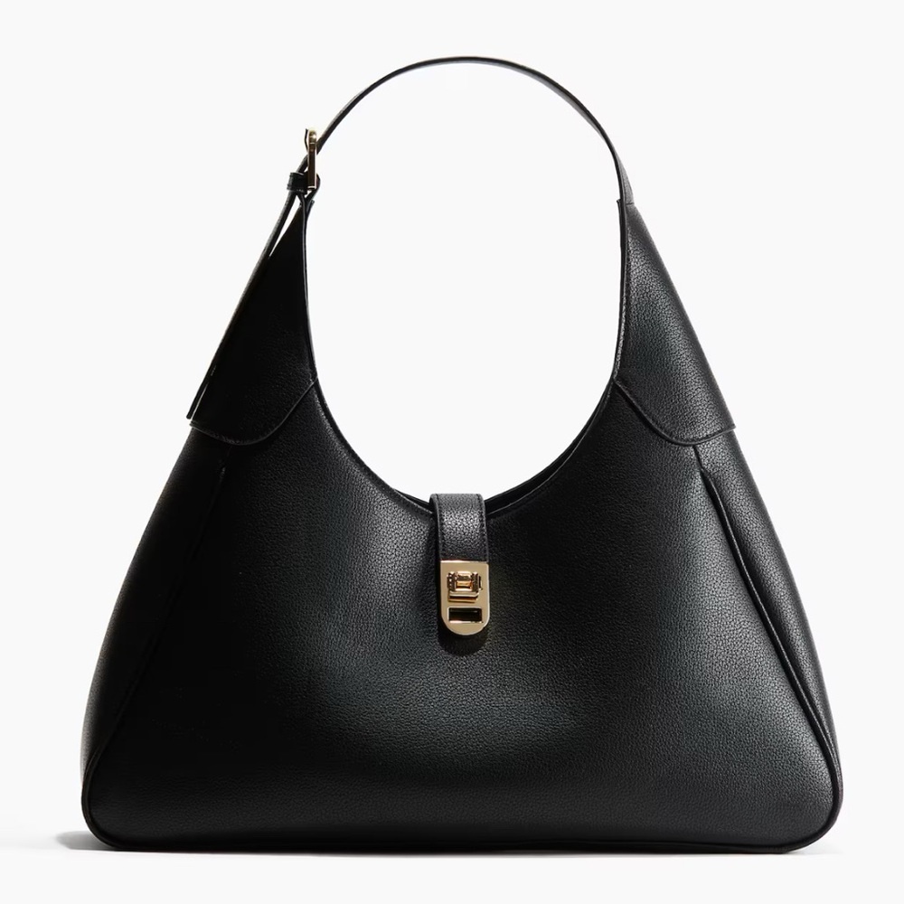 H&M Black Hobo Shoulder Bag Handbag Gold Accent Jackie O NWOT